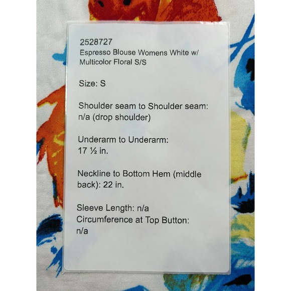 Espresso Blouse Womens Size S White with Multicolor Floral S/S Top - Picture 3 of 10